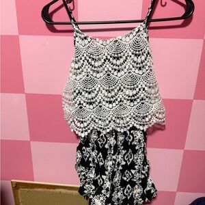 Cato Monochrome Crochet Romper